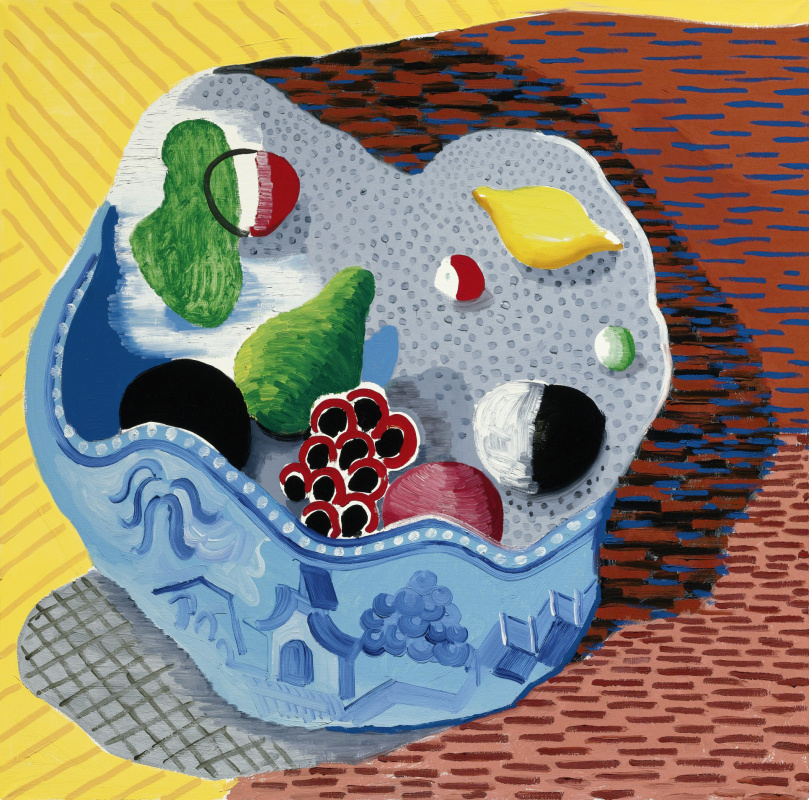 大卫霍克尼油画1988Fruit In A Chinese Bowl
